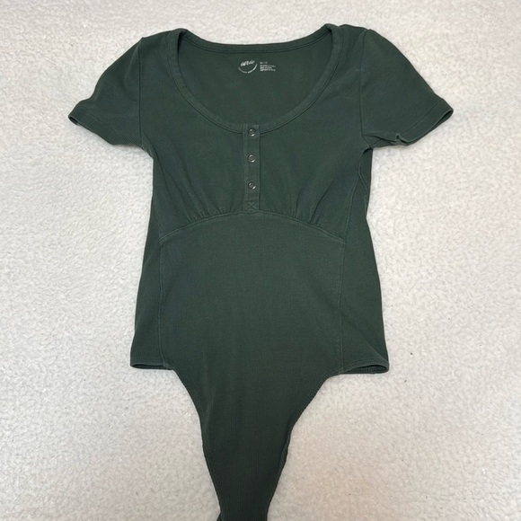 Aerie Green Button Bodysuit - XS - Picture 1 of 2